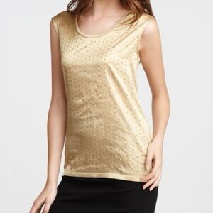 Ann Taylor Studded Sleeveless Gold U Neck Blouse Women’s Size‎ Medium NWT